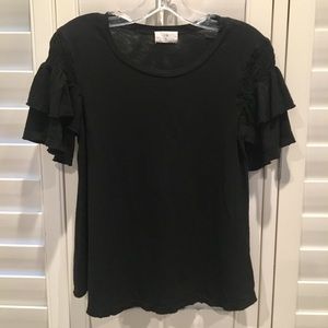 Anthropologie T.la Black Layered Sleeve Tee Small